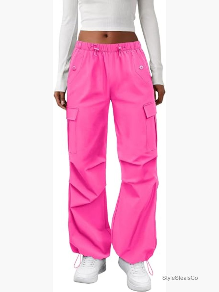Water-Resistant Baggy Cargo Pants With Pockets Elastic Waisted Hiking Pants